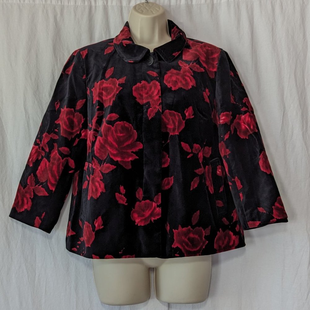 Talbots Roses Sweater Jacket Size 8 - Picture 4 of 14